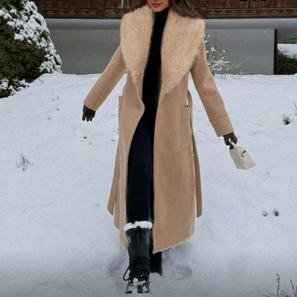 Jackets & Blazers - Long Sleeve Patchwork Wool Blend Sexy Elegant Retro Palace Style Wool Coat